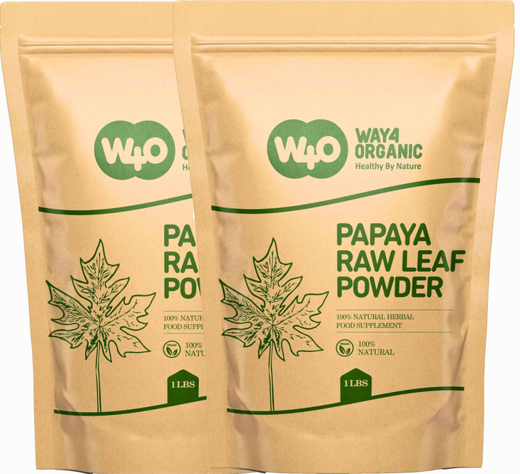Way4Organic Papaya Leaf Powder 32 Ounces(2 Pounds), Dried from Fresh Green Leaves, Good to Make Tea, Juice Extract, (No Fruit, No Seeds)