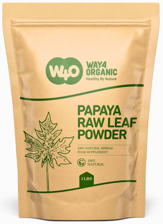 Way4Organic Papaya Leaf Powder 32 Ounces(2 Pounds), Dried from Fresh Green Leaves, Good to Make Tea, Juice Extract, (No Fruit, No Seeds)