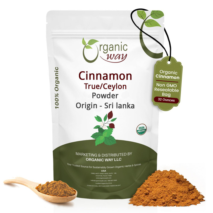 Organic Way True Ceylon Cinnamon Powder | Organic & Kosher Certified | Raw, Vega, Non-GMO & Gluten Free | Freshly Grounded Premium Cinnamon | Reseala