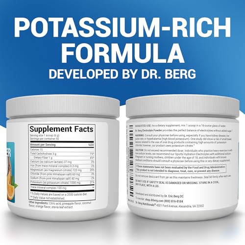 Dr. Berg Zero Sugar Hydration Keto Electrolyte Powder - Enhanced w/ 1000 mg of Potassium & Real Pink Himalayan Salt (NOT Table Salt) - Tropical Cocon