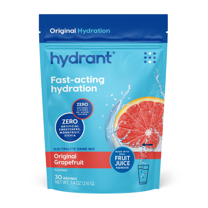 Hydrant - Hydration Powder, Grapefruit Flavor, 30 Servings Instant Electrolyte Rehydration Powder - Low Sugar Drink Mix for Daily Use, Travel & Worko