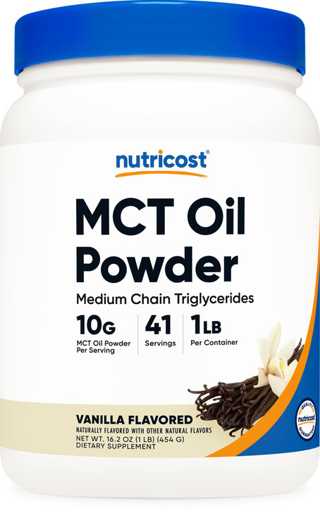Nutricost Premium MCT Oil Powder (1 LB, Vanilla) - Best for Keto, Ketosis, and Ketogenic Diets - Zero Net Carbs, Non-GMO and Gluten Free, Medium Chai