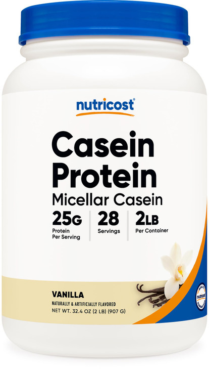 Nutricost Casein Protein Powder 2lb Vanilla - Micellar Casein, Gluten Free, Non-GMO
