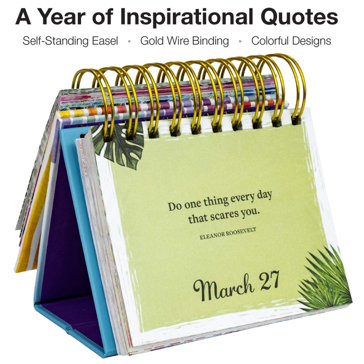 Global Printed Products Motivational & Inspirational Perpetual Daily Flip Calendar Self-Standing Easel (Rainbow Stripe)