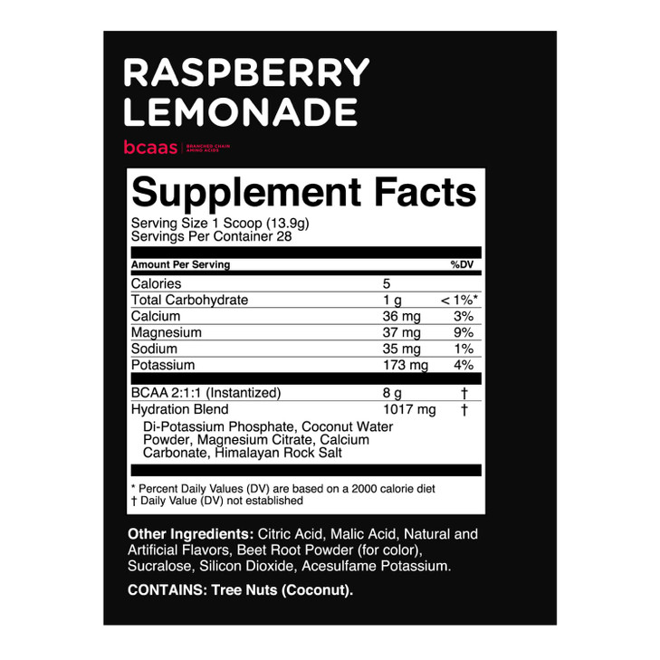 TransformHQ BCAA 2:1:1 Powder - (Raspberry Lemonade) 28 Servings - Perform - Gluten Free, Non-GMO