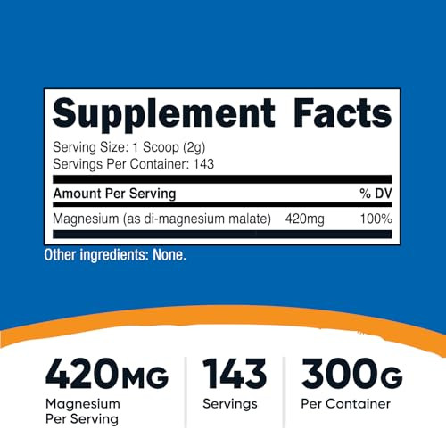 Nutricost Magnesium Malate Powder (300g) - 420mg of Magnesium Per Serving - Non-GMO, Gluten Free