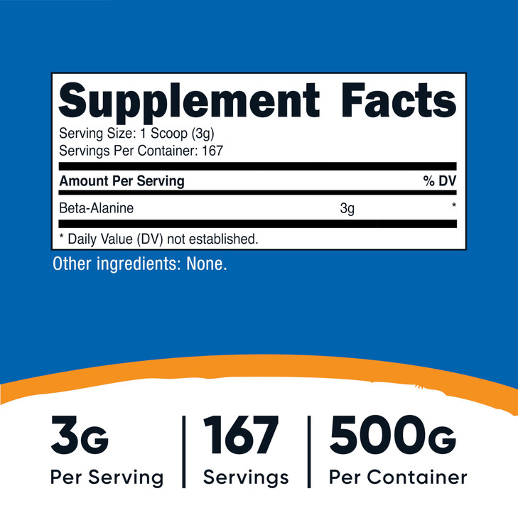 Nutricost Beta Alanine Powder 500 Grams (1.1lbs) - Pure Beta Alanine, Gluten Free & Non-GMO