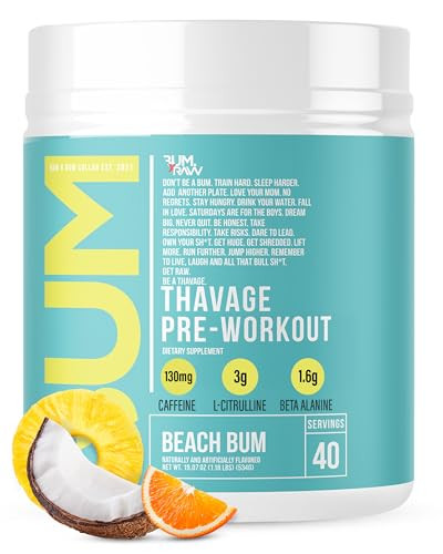 RAW Pre Workout Powder, Thavage (Beach Bum) - Chris Bumstead Sports Nutrition Supplement for Men & Women - Cbum Pre Workout for Working Out, Hydratio