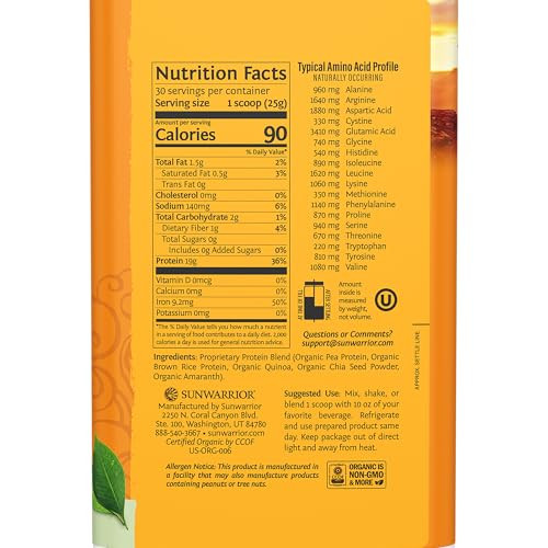 Vegan Organic Protein Powder Plant-based | 5 Superfood Quinoa Chia Seed Soy Free Dairy Free Gluten Free Synthetic Free NON-GMO | Unflavored 30 Servin