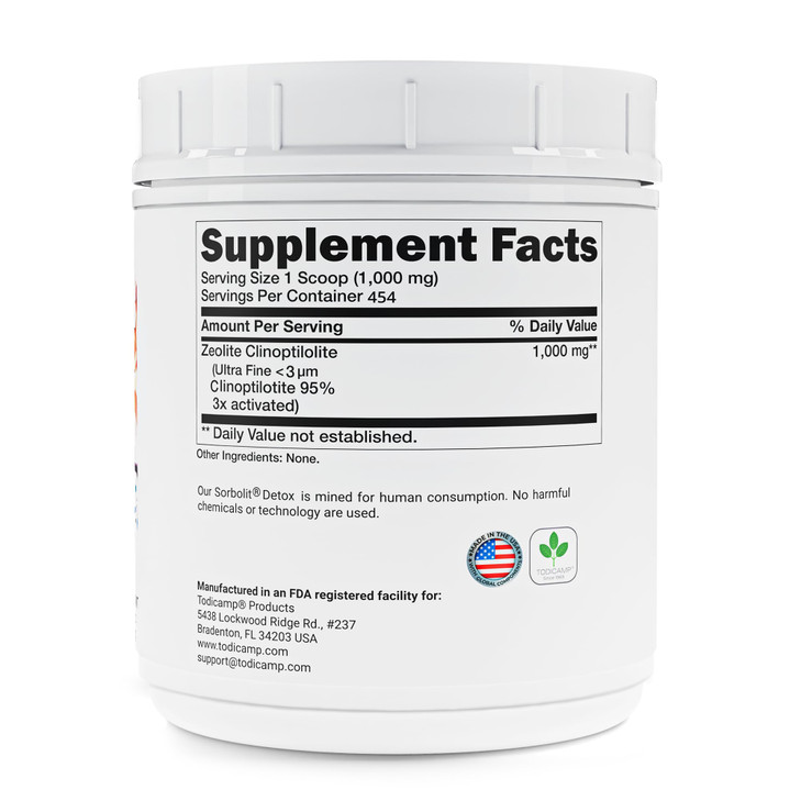 TODICAMP Zeolite Detox Sorbolit - Zeolite Binder Supplement for Full Body Detox - Gut Cleanse, Cellular and Liver Detox (1 Pound (Pack of 1))