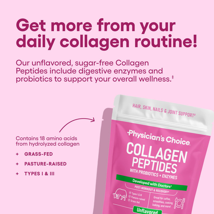 Collagen Peptides Powder - Hydrolyzed Protein(Type I & III) - Digestive Enzymes - Keto Collagen Powder for Women & Men - Hair, Skin, Joints & Workout