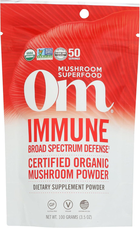 OM MUSHROOM SUPERFOOD Immune Blend Mushroom Powder Superfood Supplement, 3.5 Ounce, 50 Servings, Mushroom Blend, Reishi & Turkey Tail; Daily Immune S