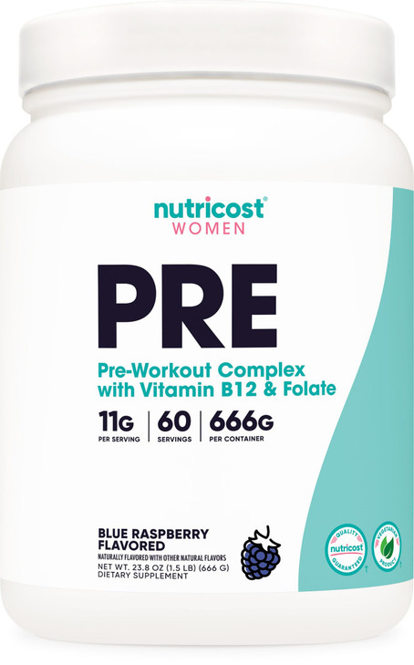 Nutricost Pre-Workout Powder for Women, Blue Raspberry, 60 Servings