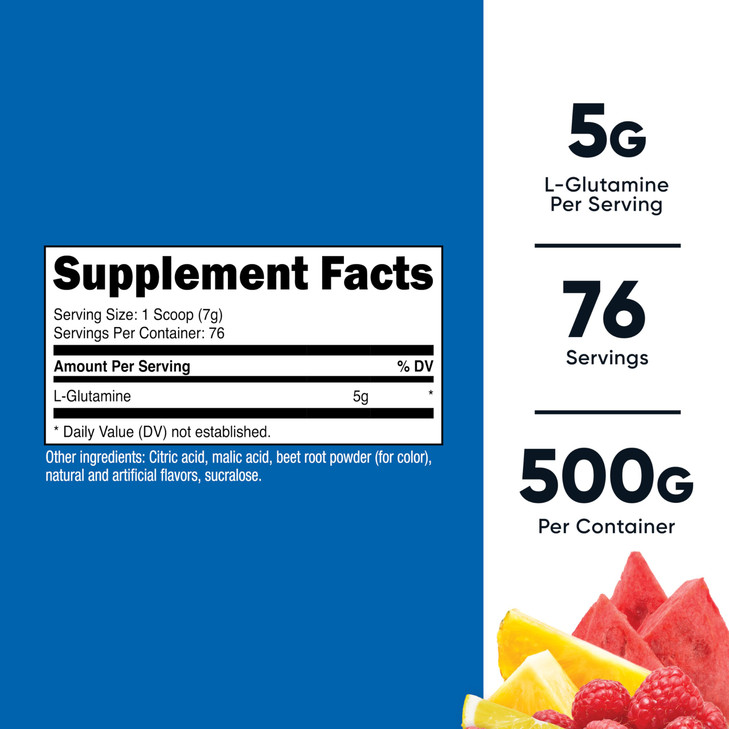 Nutricost L-Glutamine Powder 500 Grams (Fruit Punch) - (76 Servings per Bottle)