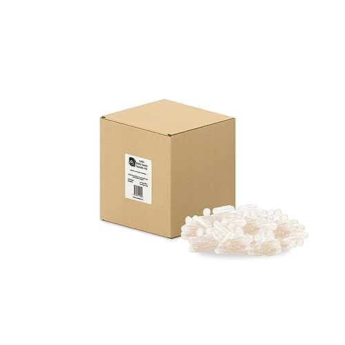 Size 00 Empty Capsules - Clear Gelatin - 5000 Count Box - Fits Capsule Machine Filling Tray - Joined Beef Gel Caps Easy Snap for DIY Powder Supplemen