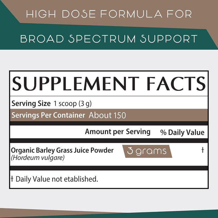 Teaveli Organic Barley Grass Juice Powder- Grown and Harvested in The Fertile Utah Soil - 16 Ounces (454 Grams)