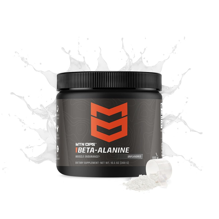 MTN OPS Beta Alanine Powder Pre Workout for Muscle Endurance & Strength, 3g of Beta Alanine per Serving, Unflavored 100 Servings