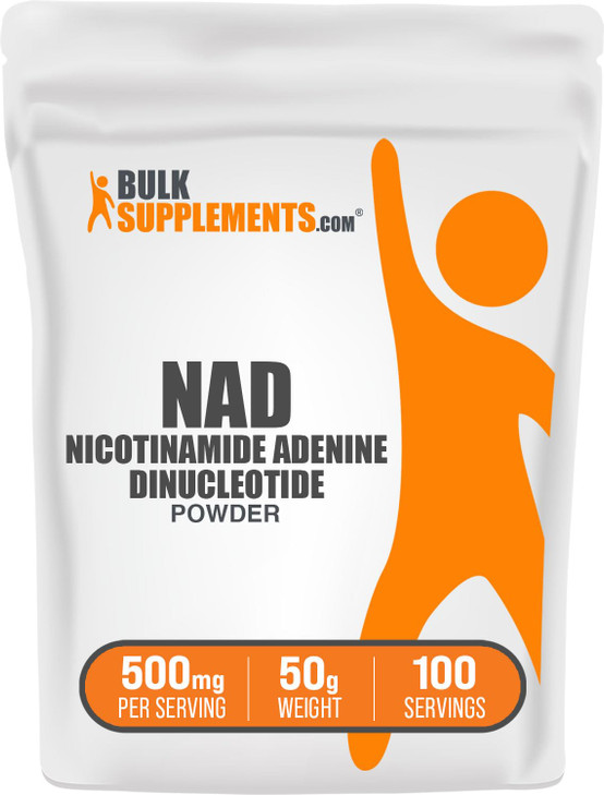BulkSupplements.com NAD Powder - Nicotinamide Adenine Dinucleotide, NAD Supplement 500mg - for Energy Support, Pure & Gluten Free, 500mg per Serving,