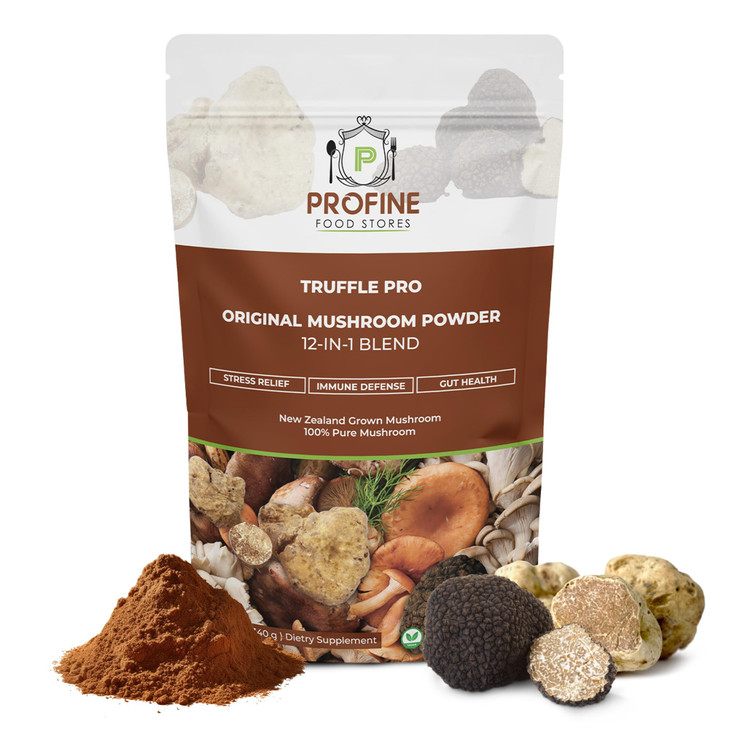 PROFINE Truffle PRO Mushroom Powder 12- in - 1 Super Blend with Black Truffle and White Truffle - USDA Organic - Supplement - Add to Coffee/Tea/Smoot