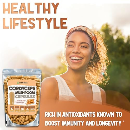 XPRS Nutra Cordyceps Mushroom Powder Capsules - 360 Count (180 Day Supply) - Our Premium Cordyceps Mushroom Capsules Contain Real Mushrooms (Cordycep
