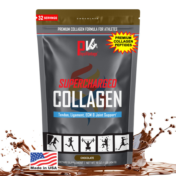 PhysiVantage Supercharged Collagen Peptides Powder - Hydrolyzed Collagen for Joint, Tendon, Ligament, & Skin Health Support - Chocolate, Keto, Paleo,