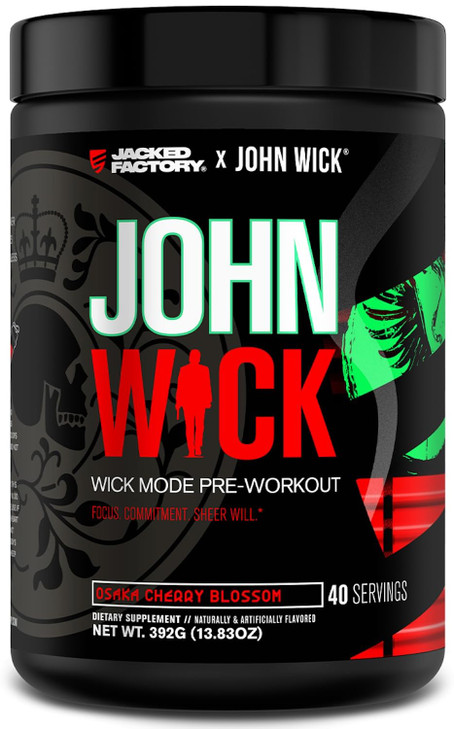 Jacked Factory X John Wick - Wick Mode Pre Workout Powder - Intense Energy, Battle-Ready Focus, Unstoppable Commitment, and Sheer Will - 40 Servings,