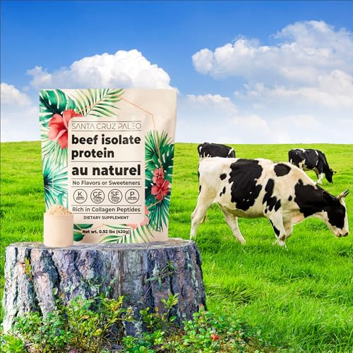 Santa Cruz Paleo, Beef Isolate Protein Powder, Au Naturel, Rich in Collagen Peptides for Protein Shakes or Smoothies, Gluten Free, Keto, Paleo, Unfla