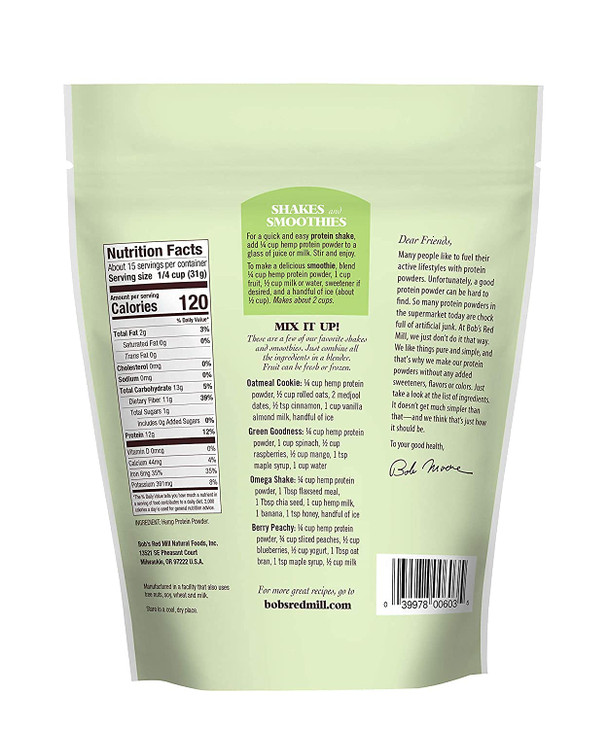 Bob's Red Mill Resealable Hemp Protein Powder 16 Ounce (Pack of 1)