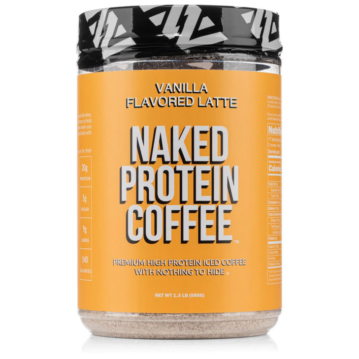 NAKED Vanilla Latte Protein Coffee - Premium Colombian Iced Coffee Protein Shake Drink, Delicious Keto Friendly and Gluten Free, 17 Servings