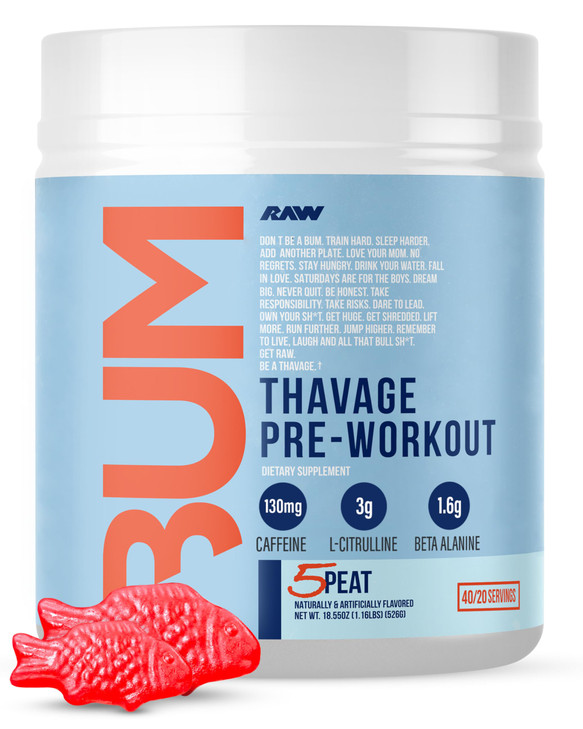 RAW Pre Workout Powder, Thavage (Lemonade) - Chris Bumstead Sports Nutrition Supplement for Men & Women - Cbum Pre Workout for Working Out, Hydration