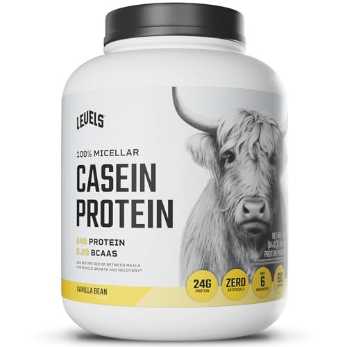 Levels 100% Micellar Casein Protein, Hormone Free, Vanilla Bean, 4LB