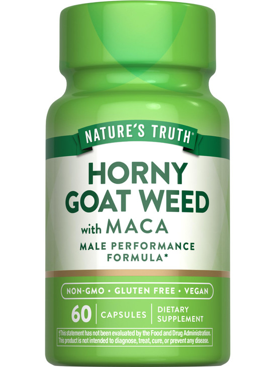 Nature's Truth Horny Goat Weed with Maca | 60 Powder Extract Capsules | Vegan, Non-GMO and Gluten Free Supplement
