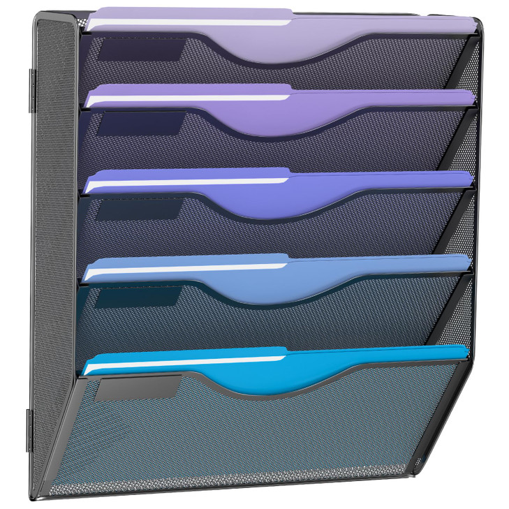 Gawerk 5 Tier Hanging Wall File Organizer, Mesh Mail Paper Orgnization Hanging File Folder Holder for Home Office, Black