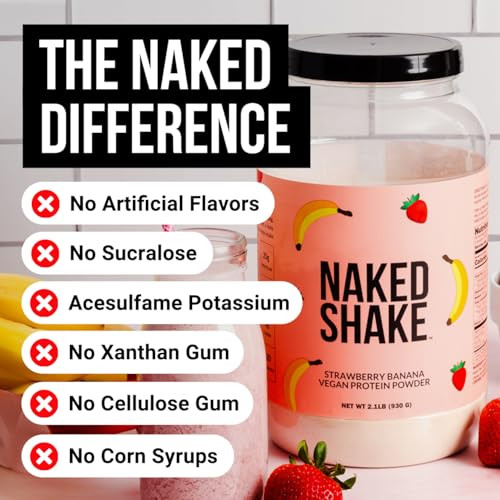 NAKED Shake - Vegan Protein Powder, Strawberry Banana - Flavored Plant Based Protein with Mct Oil, Gluten-Free, Soy-Free, No Gmos Or Artificial Sweet