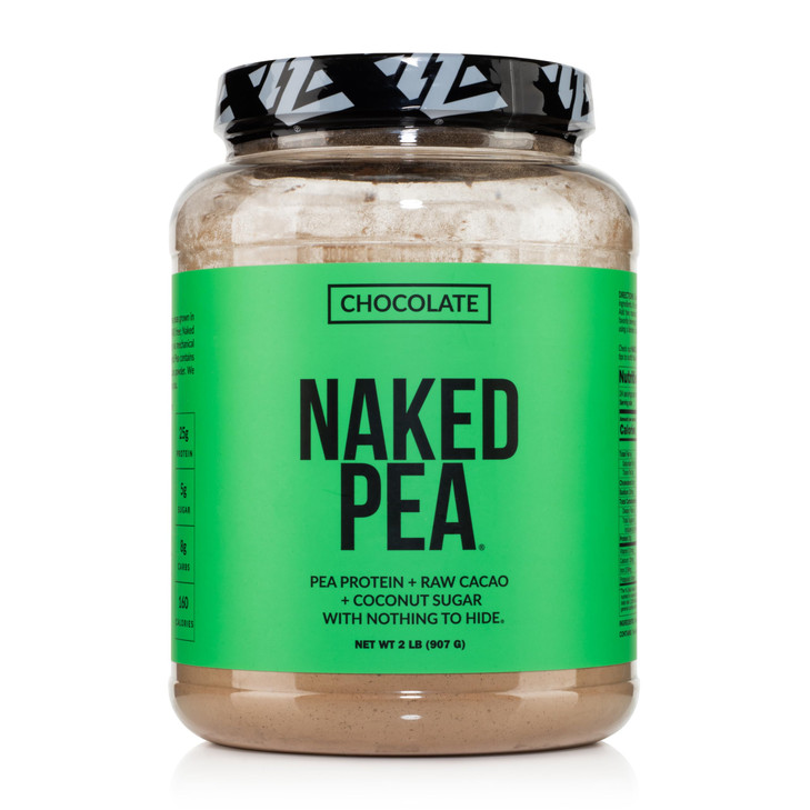 NAKED Chocolate Pea Protein Isolate from North American Farms, Only 3 Ingredients, Chocolate Vegan Protein, Gluten-Free, Soy Free, GMO Free - 2LB