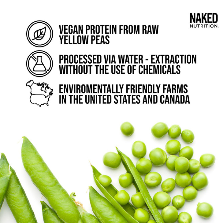NAKED Chocolate Pea Protein Isolate from North American Farms, Only 3 Ingredients, Chocolate Vegan Protein, Gluten-Free, Soy Free, GMO Free - 2LB