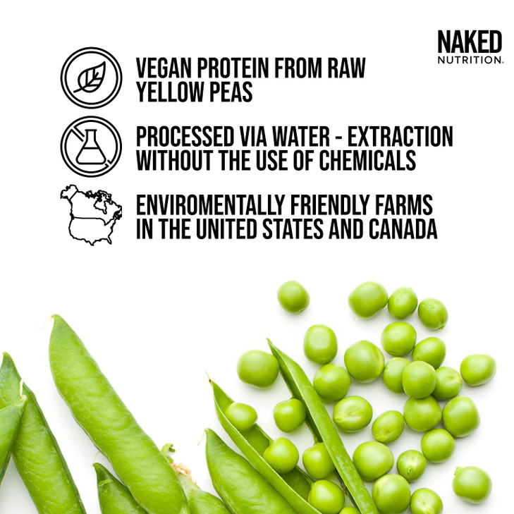 NAKED Vanilla Pea Protein Isolate from North American Farms, Only 3 Ingredients, Vanilla Vegan Protein, Gluten-Free, Soy Free, GMO Free - 1LB