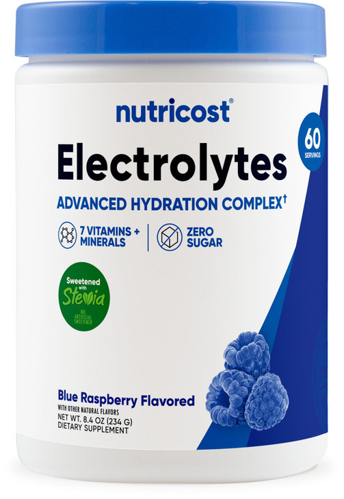 Nutricost Electrolyte Complex Powder (60 Servings, Blue Raspberry) - Hydration Supplement Drink Mix with Vitamins and Minerals