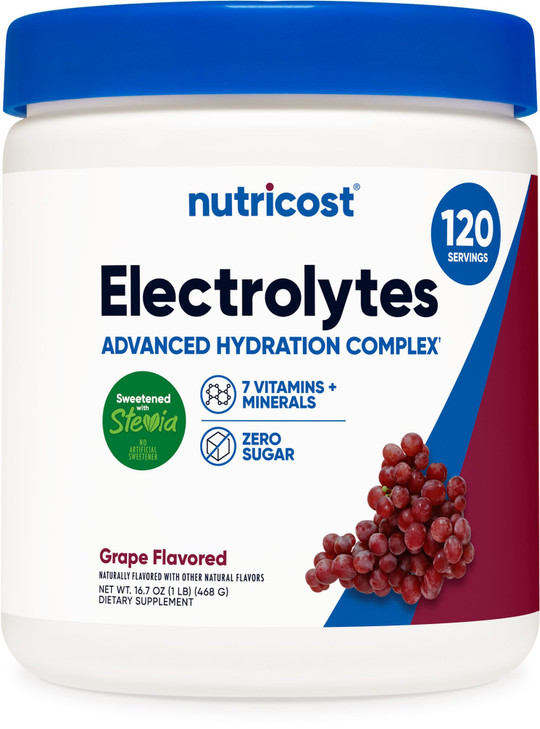 Nutricost Electrolyte Complex Powder (120 Servings, Grape) - Hydration Supplement Drink Mix with Vitamins and Minerals
