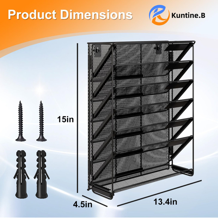 Kuntine.B Wall File Organizer (Black, 7 Tier)