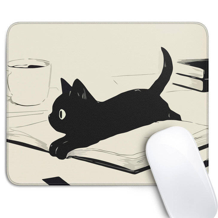 Cute Black Cat Mouse Pad,Kawaii Anime Cat Mouse Pads for Wireless Mouse Desk Accessories,10"X8" Travel Mousepad with Non-Slip Rubber Base, Stitched E