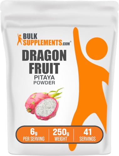 BulkSupplements.com Dragon Fruit Powder - Dragon Fruit Supplement, Pink Pitaya Powder - Gluten Free, 6g per Serving, 250g (8.8 oz) (Pack of 1)