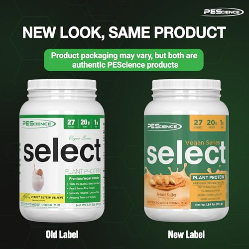 PEScience Select Vegan Protein Powder, Plant Based Protein Powder, Amazing Taste, Smooth Texture, Pea and Brown Rice Blend, Dairy Free, Lactose Free,