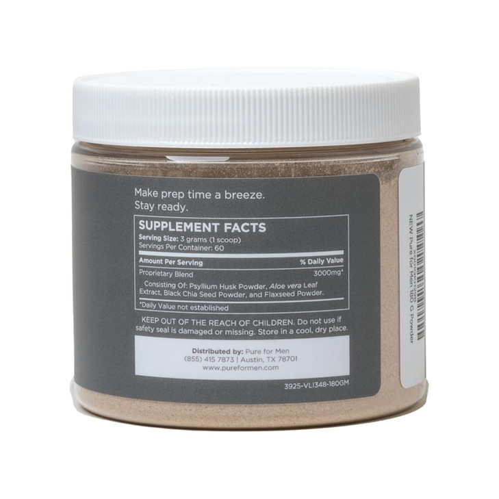 Pure for Men Original Cleanliness Stay Ready Fiber Supplement Powder | Helps Promote Digestive Regularity | Psyllium Husk, Aloe Vera, Chia Seeds, Fla