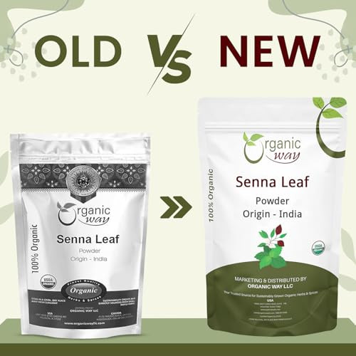 Organic Way Premium Grade Senna Leaf Powder (Cassia Angustifolia) - Organic & Kosher Certified | Super Food, Raw, Vegan, Non GMO & Gluten Free | USDA