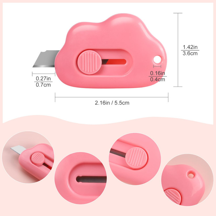Box Cutters, 6 Pack Retractable Letter Opener, Mini Utility Knives Cloud Shaped Box Opener Envelope Slitter, Small Package Opener Paper Cutters with