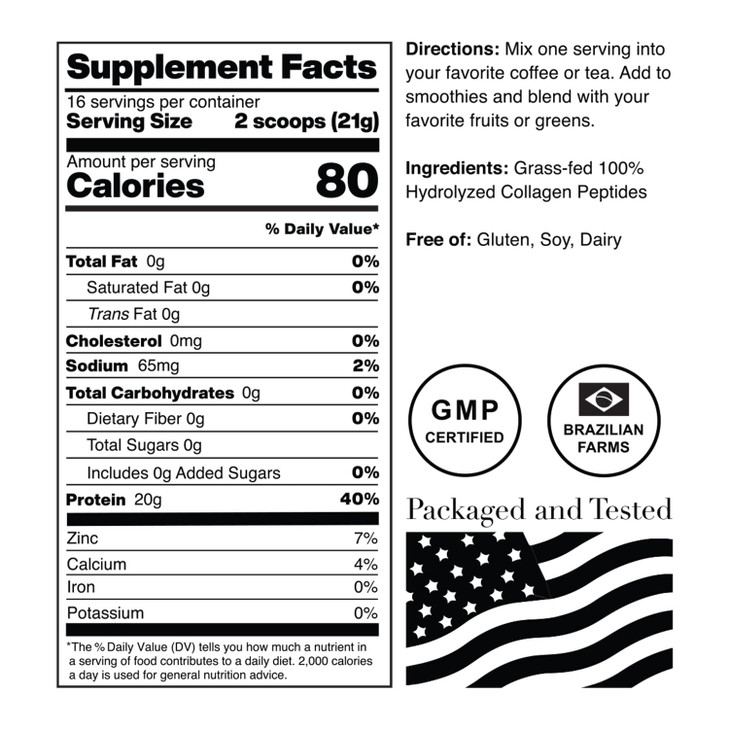 Norcal Hydrolyzed Collagen Peptides, 12oz | 20g Protein, 0g Carbs/Fat | Grass-Fed Brazilian Cows | for Easy Mixing & Bioavailability | US GMP Certifi