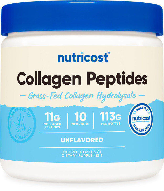 Nutricost Collagen Peptides Powder 4 oz (Unflavored) Type I, Type III Collagen - Grass-Fed, Gluten Free and Non-GMO