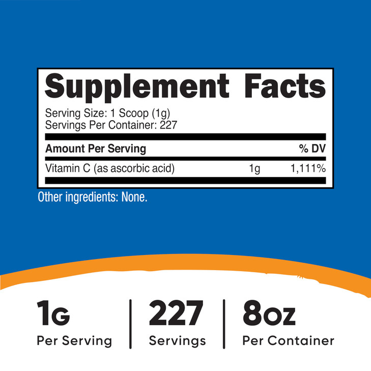 Nutricost Ascorbic Acid Powder (Vitamin C) 0.5 LBS (8 Ounce)
