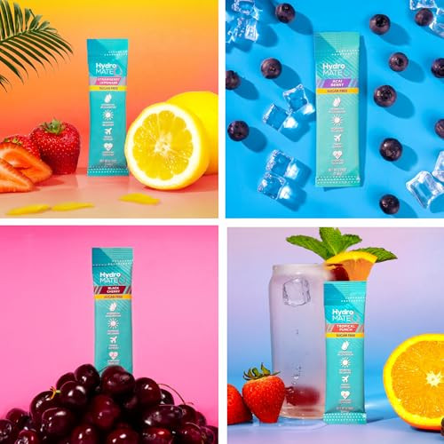 Electrolyte Powder Sugar-Free Hydration Packets Variety Pack HydroMATE 30 Sticks